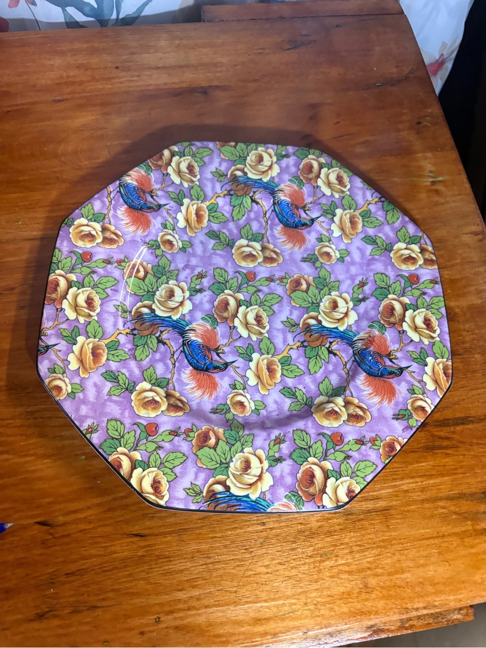 Vintage Decorative Purple Floral & Bird Octagonal Placemats - Set-Ready